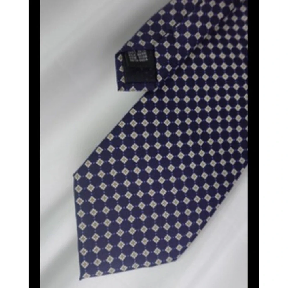 Fabris Venezia Tie‎ 100% Silk Navy Pattern Luxury Made in Italy Mens Necktie